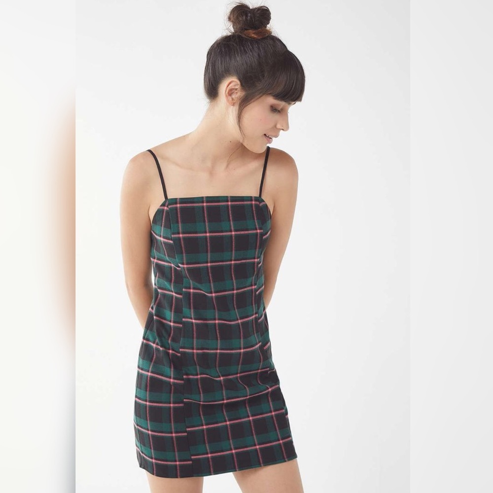 UO Checkered Mini Slip Dress